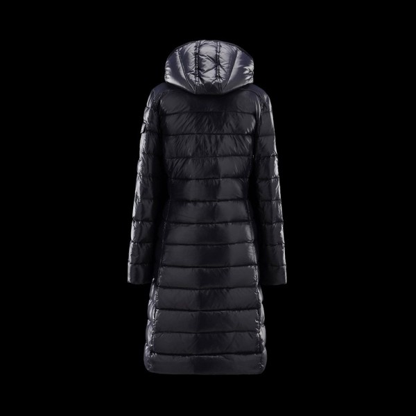 Moncler lunga Blu Slash And Snap tasca manica Cappotti uscita